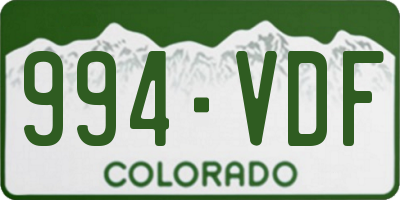 CO license plate 994VDF