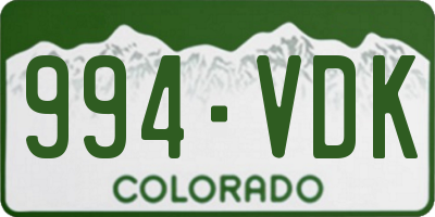 CO license plate 994VDK