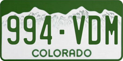 CO license plate 994VDM