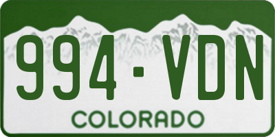 CO license plate 994VDN