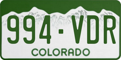 CO license plate 994VDR