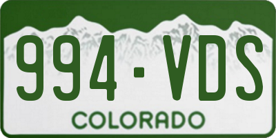 CO license plate 994VDS