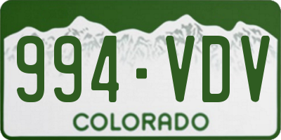 CO license plate 994VDV