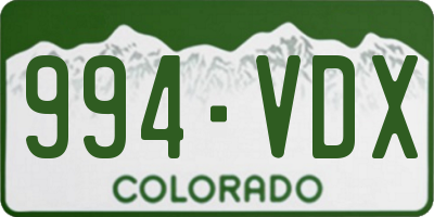 CO license plate 994VDX