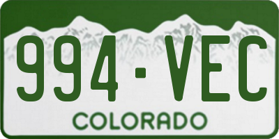 CO license plate 994VEC
