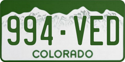 CO license plate 994VED