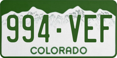 CO license plate 994VEF