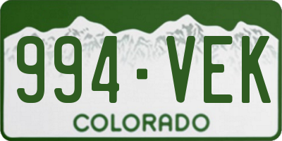 CO license plate 994VEK
