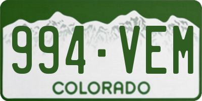 CO license plate 994VEM