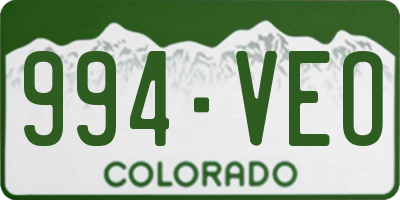 CO license plate 994VEO