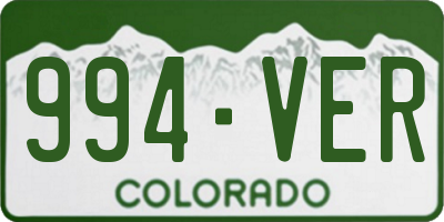 CO license plate 994VER