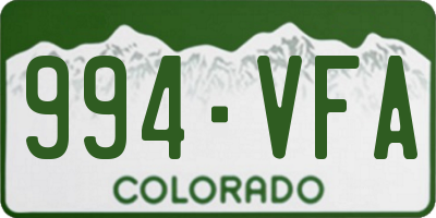 CO license plate 994VFA