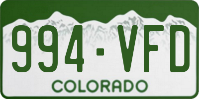 CO license plate 994VFD