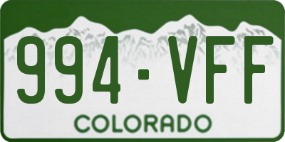 CO license plate 994VFF