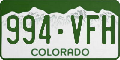 CO license plate 994VFH
