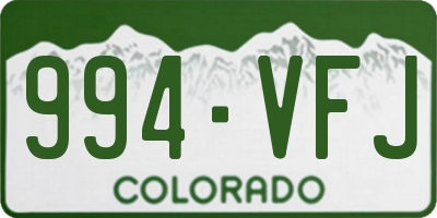 CO license plate 994VFJ
