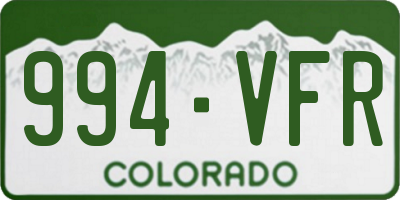 CO license plate 994VFR