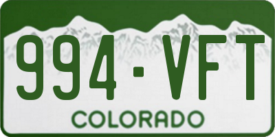 CO license plate 994VFT