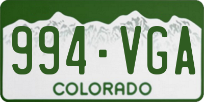 CO license plate 994VGA