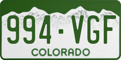 CO license plate 994VGF