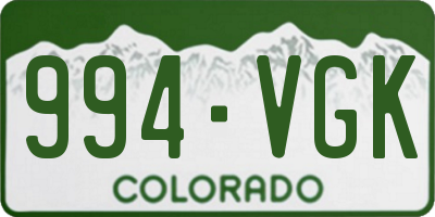 CO license plate 994VGK