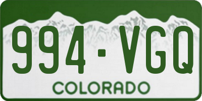 CO license plate 994VGQ