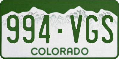 CO license plate 994VGS