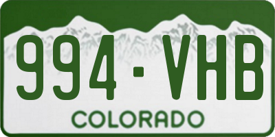 CO license plate 994VHB