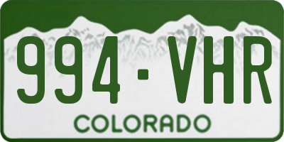 CO license plate 994VHR