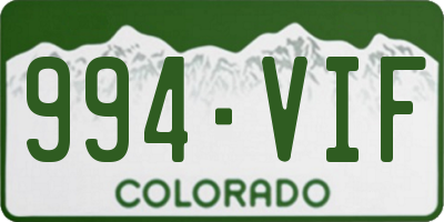 CO license plate 994VIF