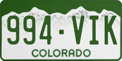 CO license plate 994VIK