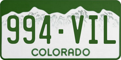CO license plate 994VIL