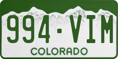 CO license plate 994VIM