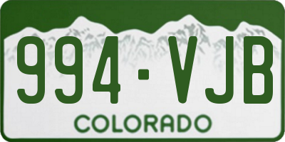 CO license plate 994VJB