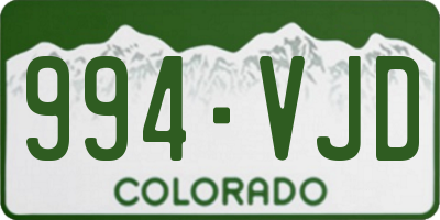 CO license plate 994VJD
