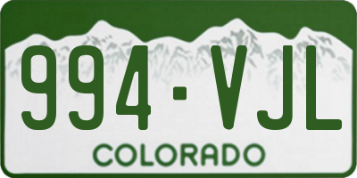 CO license plate 994VJL