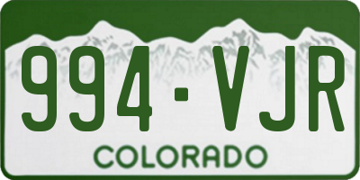 CO license plate 994VJR