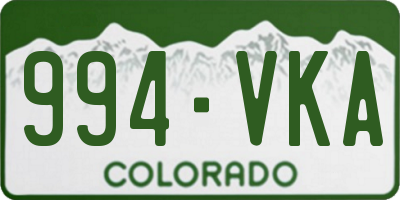 CO license plate 994VKA