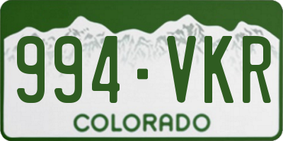 CO license plate 994VKR
