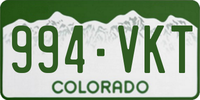 CO license plate 994VKT