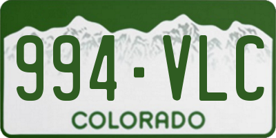 CO license plate 994VLC