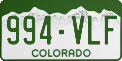CO license plate 994VLF