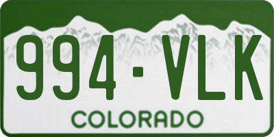 CO license plate 994VLK