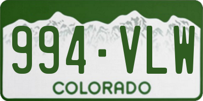 CO license plate 994VLW