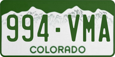 CO license plate 994VMA