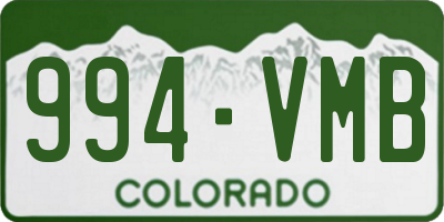 CO license plate 994VMB