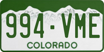CO license plate 994VME