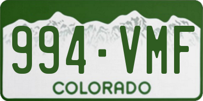 CO license plate 994VMF