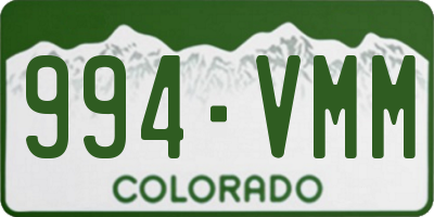 CO license plate 994VMM