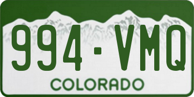 CO license plate 994VMQ
